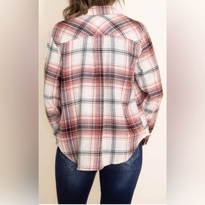 Super cute Pink cream charcoal soft flannel size small one pocket by Love tree S
